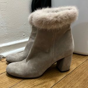 Dylan Skye Taupe Suede Booties